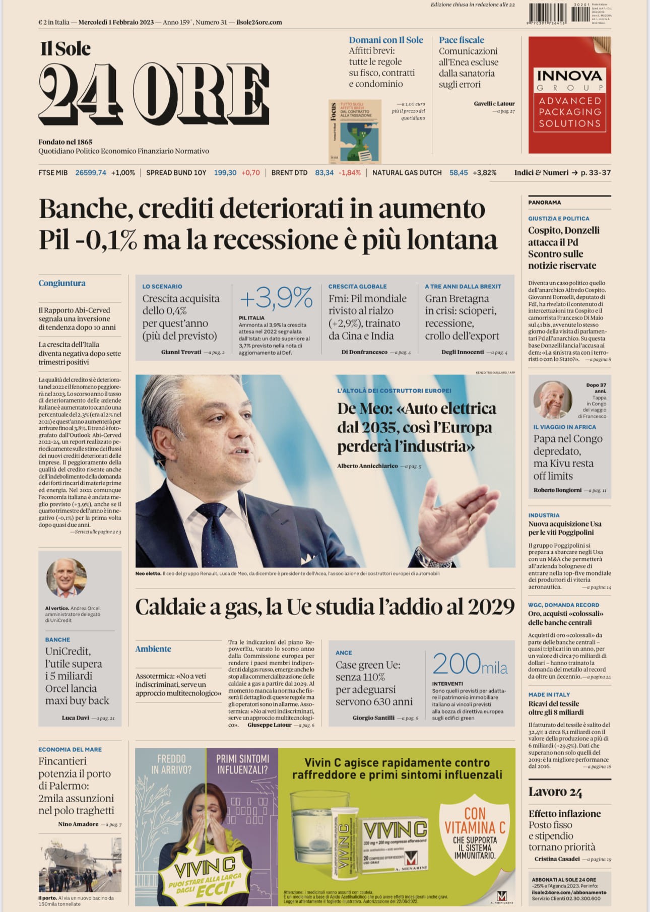 Rassegna Stampa Italia – 1 Febbraio 2023