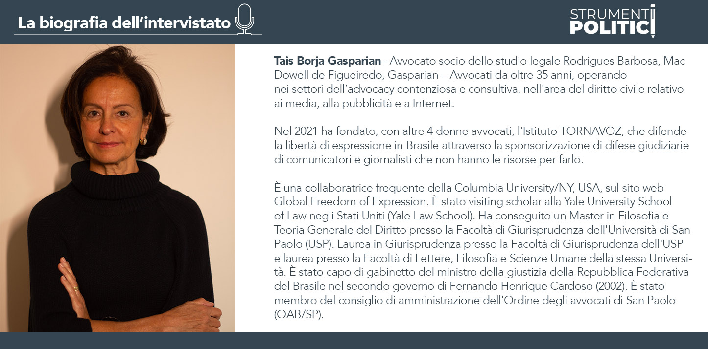 Infografica - La biografia dell'intervistato Tais Borja Gasparian