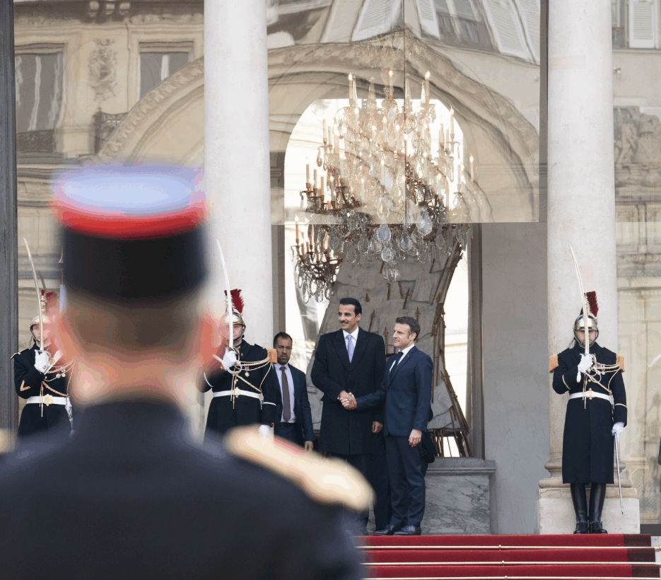 FOTO - Amim bin Hamad Al Thani e Emmanuelle Macron