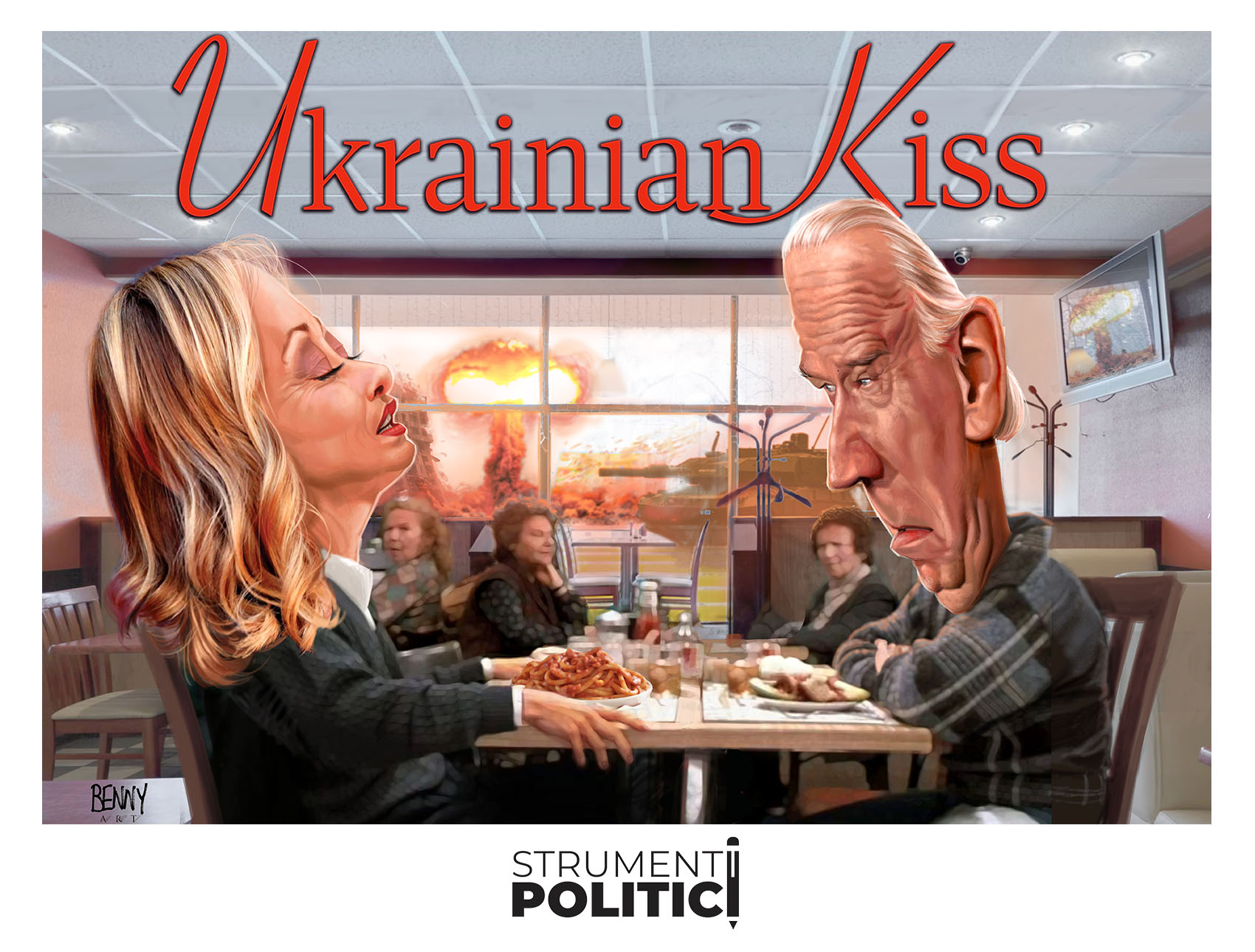 Prossimamente nei cinema “Ukrainian Kiss”. Cast: Joe Biden e Giorgia Meloni