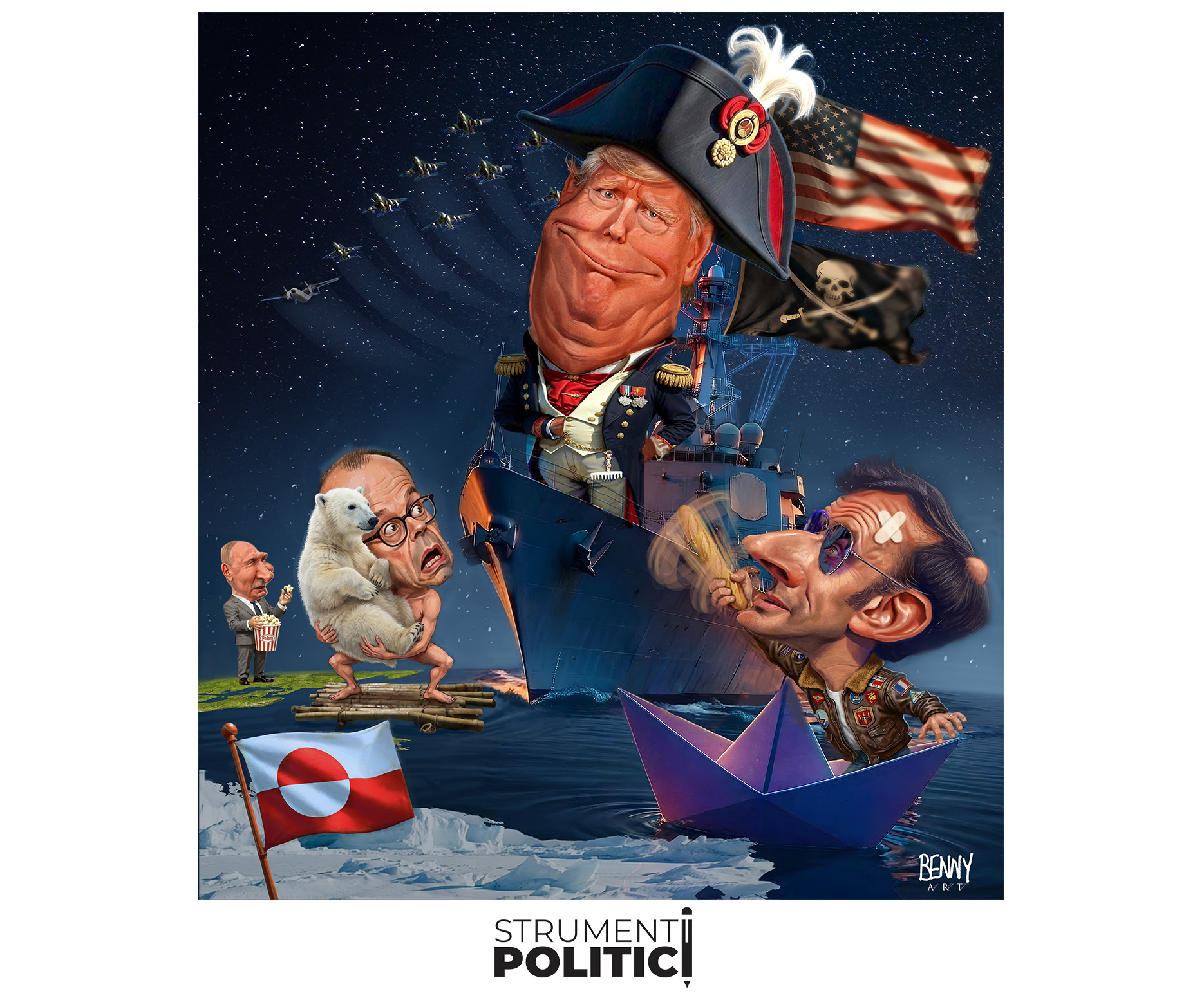 Trump punta la Groenlandia, Macron abbozza la difesa, Merz batte in ritirata e Putin si gode la tragedia occidentale